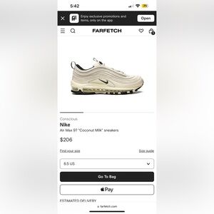 BNWT Nike Air Max ‘97 Coconut Milk Sneakers